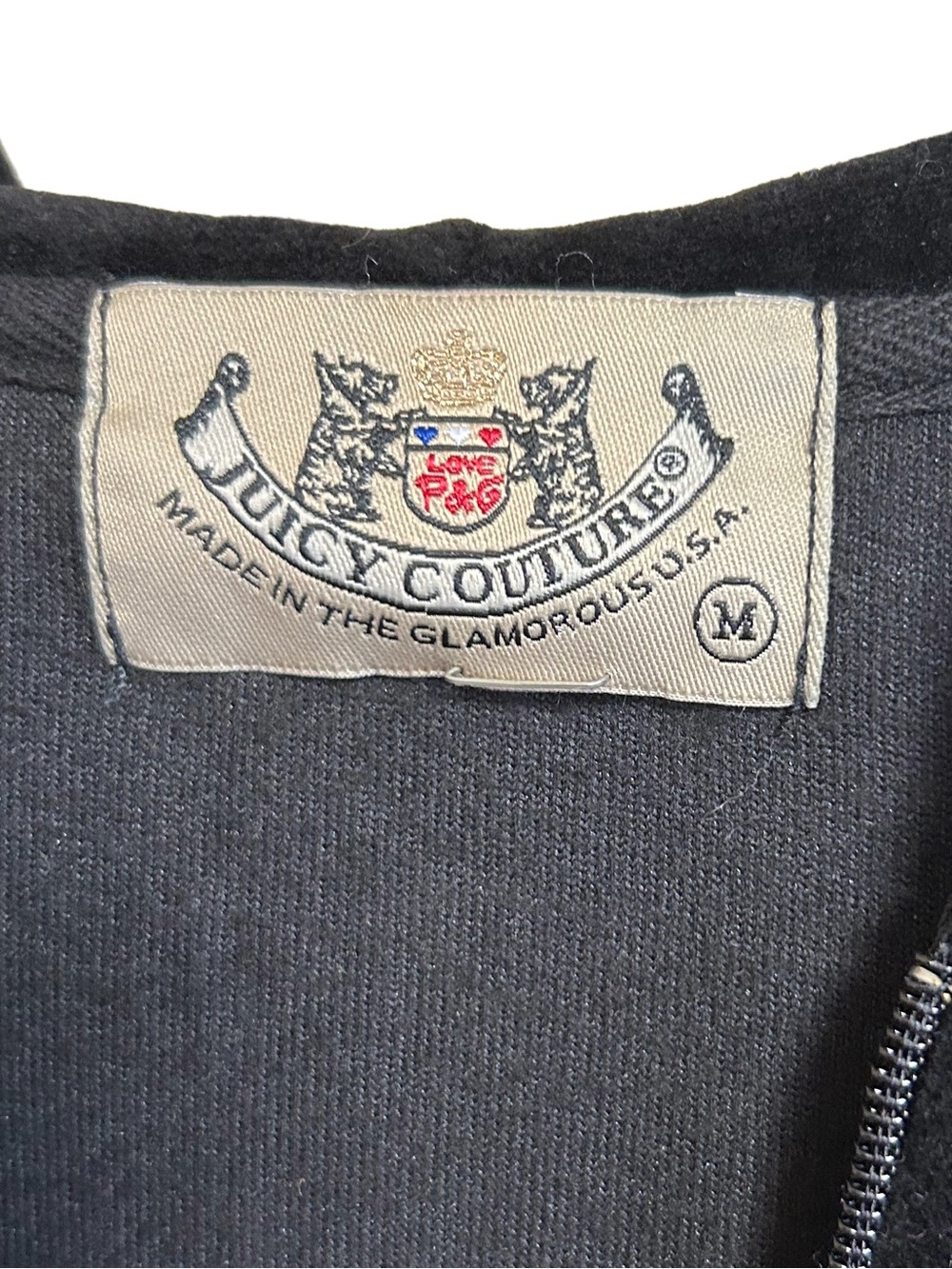 VTG Y2K Pristine Juicy Couture Velour Tracksuit Set Black M Beige Tag Mde in USA - Picture 4 of 7